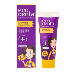 ECODENTA “KAKĖ MAKĖ” Raspberry flavoured toothpaste, 0+ y.o. 75ml
