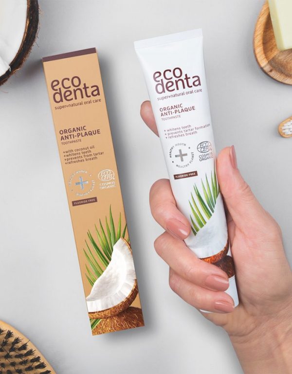 ECODENTA Certified COSMOS ORGANIC Anti-plaque toothpaste with coconut oil 75ml - Image 3