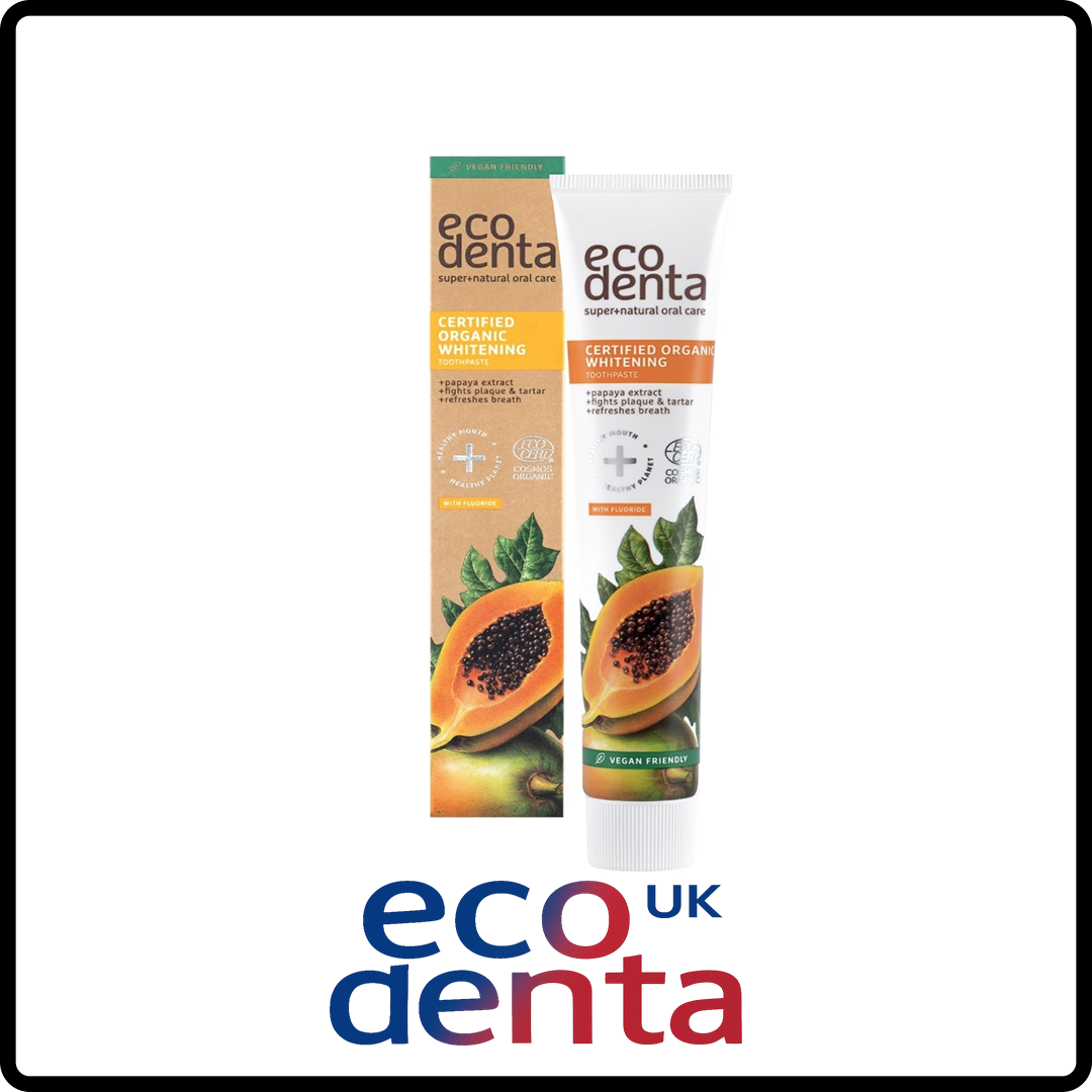ECODENTA Certified COSMOS Organic Whitening Toothpaste with Papaya Extract – 75ml